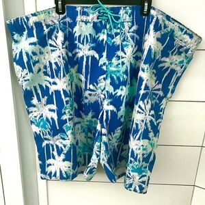 Men’s Blue Palm Tree Swim Trunks